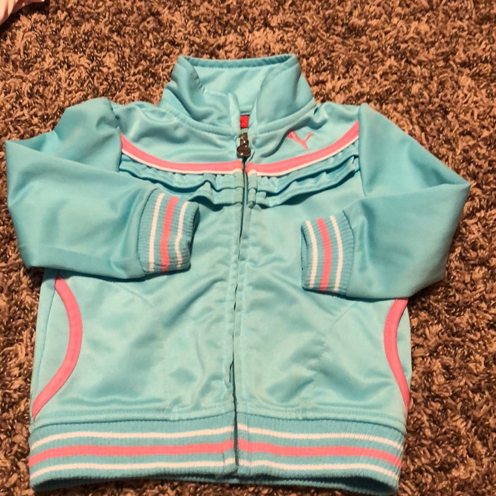 Baby blue and pink puma track jacket